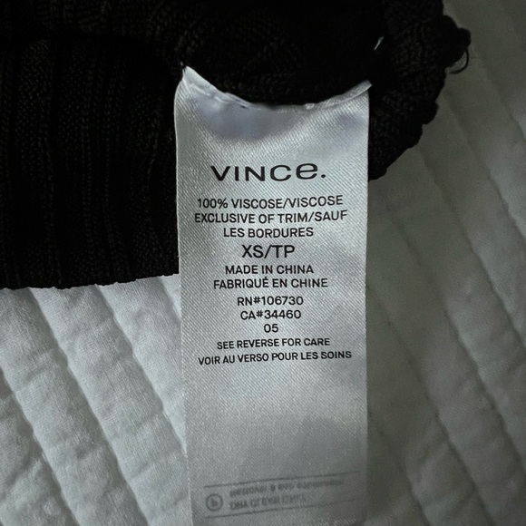 Vince Black Ribbed Viscose Long Sleeve Top - Picture 4 of 4